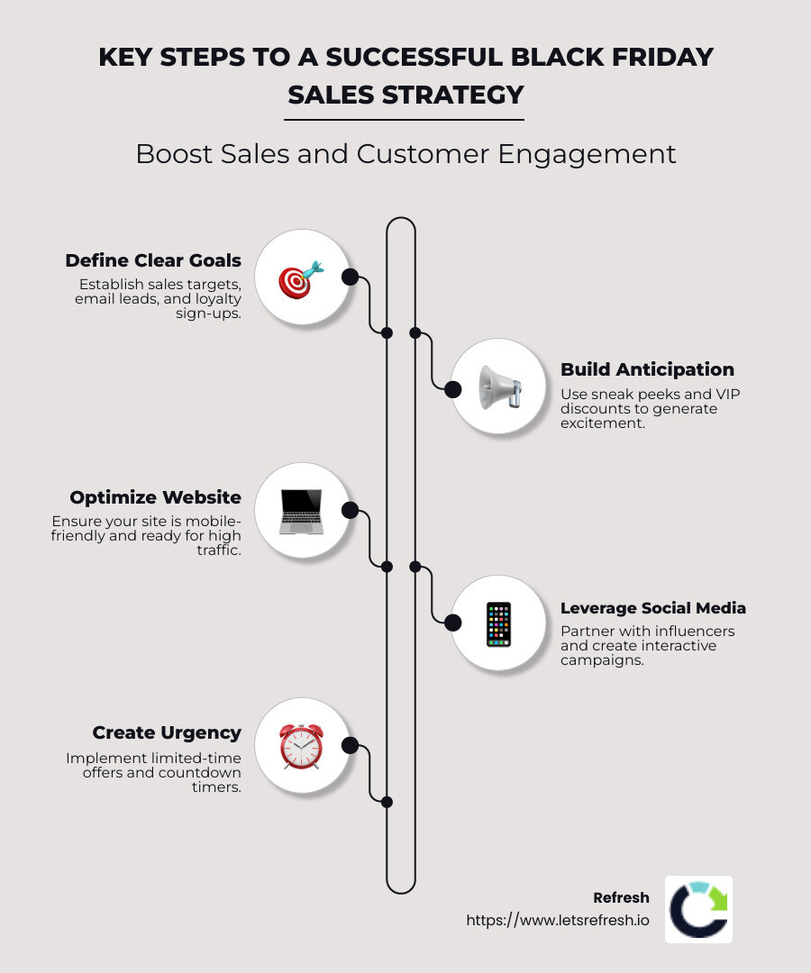 Summary of top Black Friday sales strategies - Black Friday sales strategy infographic infographic-line-5-steps-neat_beige