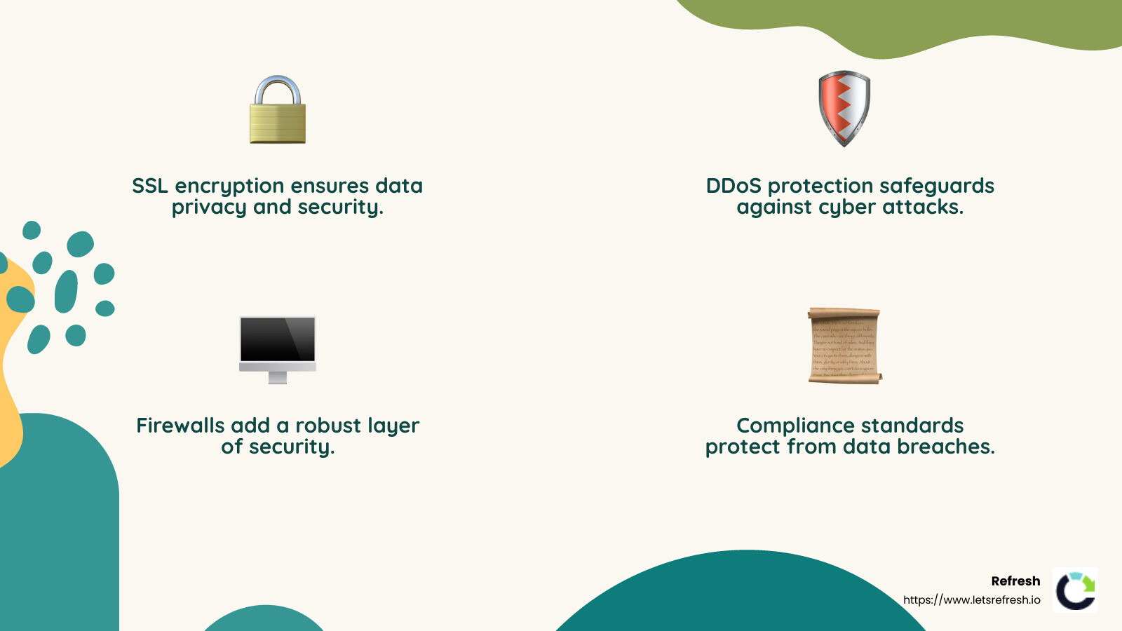 Enterprise managed hosting ensures top-tier security with features like SSL encryption and DDoS protection. - Enterprise managed hosting infographic 4_facts_emoji_nature