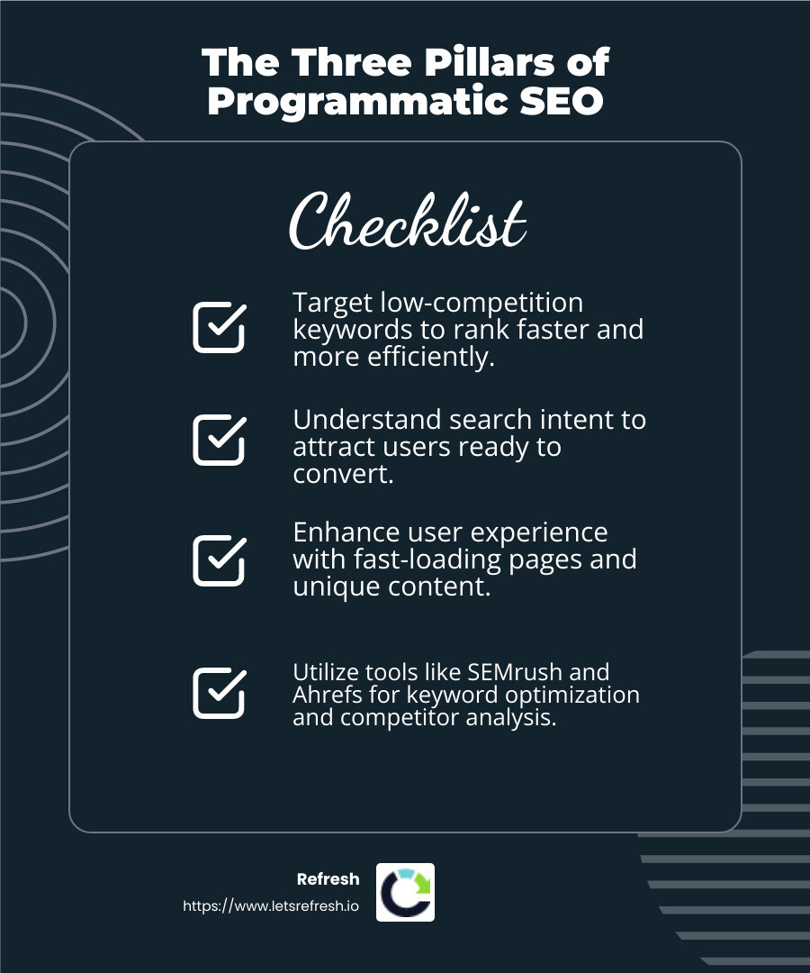 A good UX improves user retention and conversion rates. - programmatic seo examples infographic checklist-dark-blue