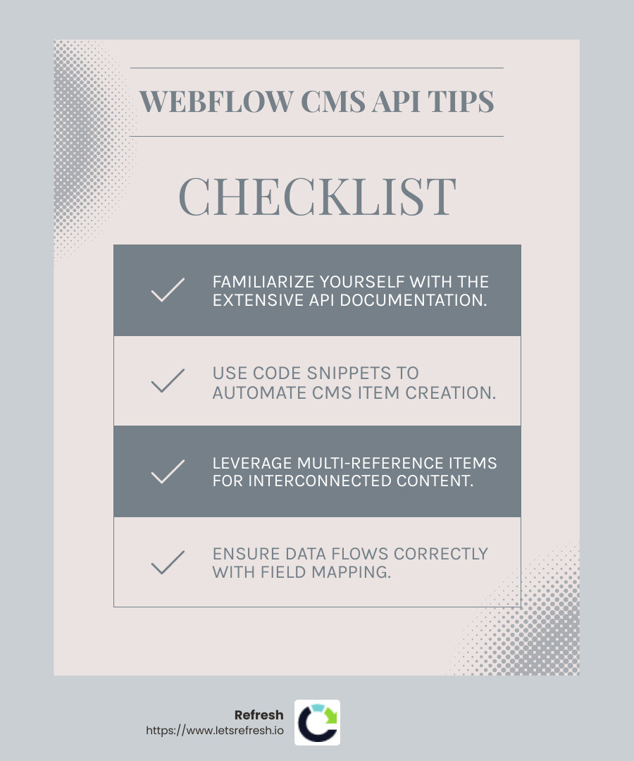 Speed of using Webflow's CMS API - programmatic seo webflow infographic checklist-light-blue-grey