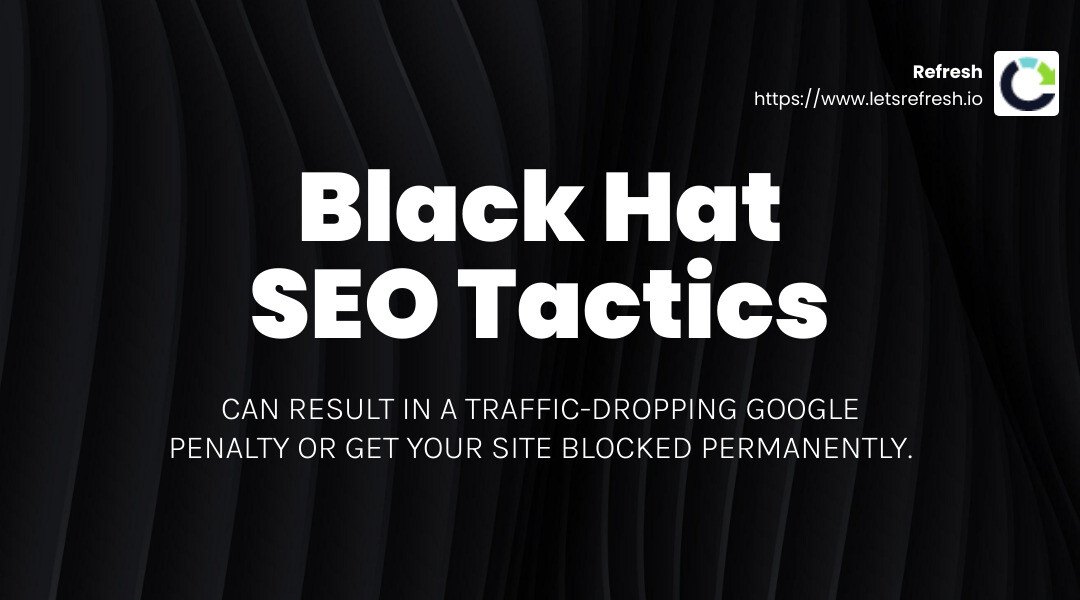 Black hat SEO tactics can lead to penalties from search engines. - smb seo companies infographic simple-stat-landscape-dark
