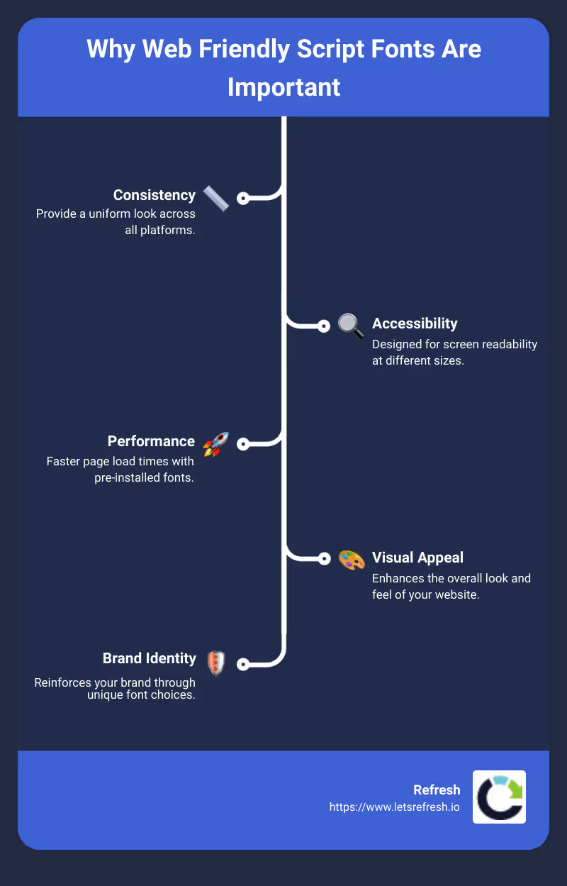 Understanding web friendly script fonts - web friendly script fonts infographic infographic-line-5-steps