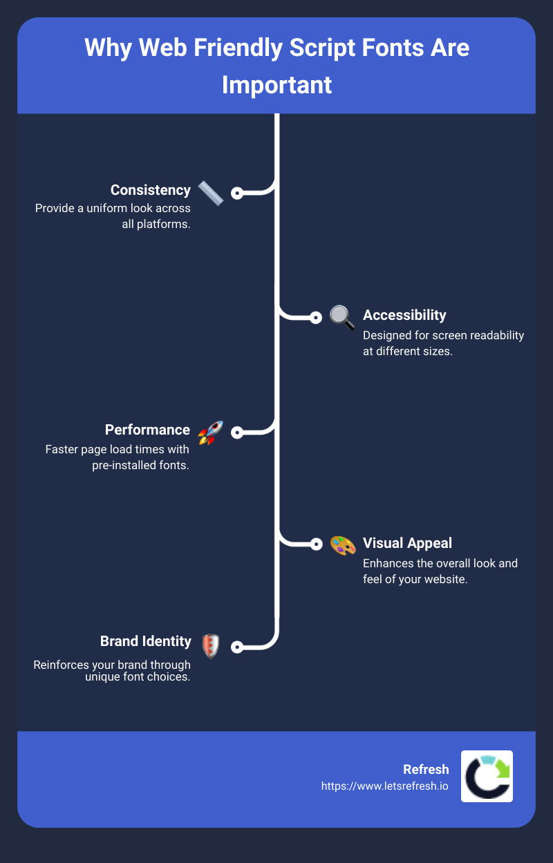 Understanding web friendly script fonts - web friendly script fonts infographic infographic-line-5-steps
