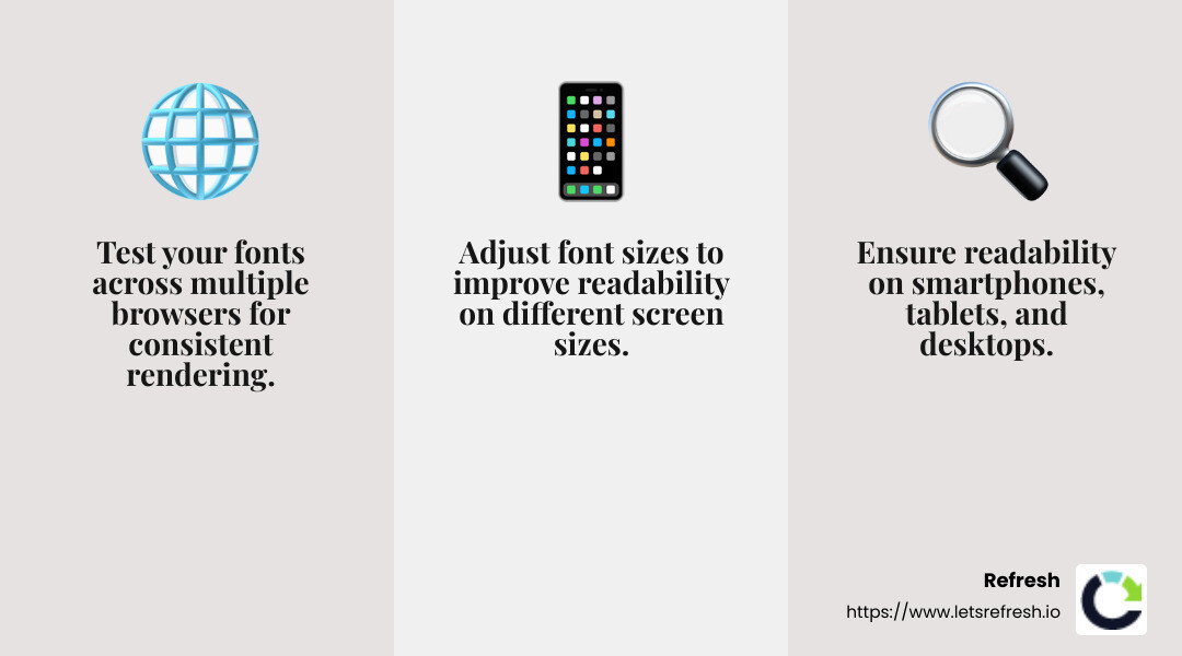 Ensuring browser compatibility is key to a seamless user experience across devices. - Web safe font list infographic 3_facts_emoji_grey
