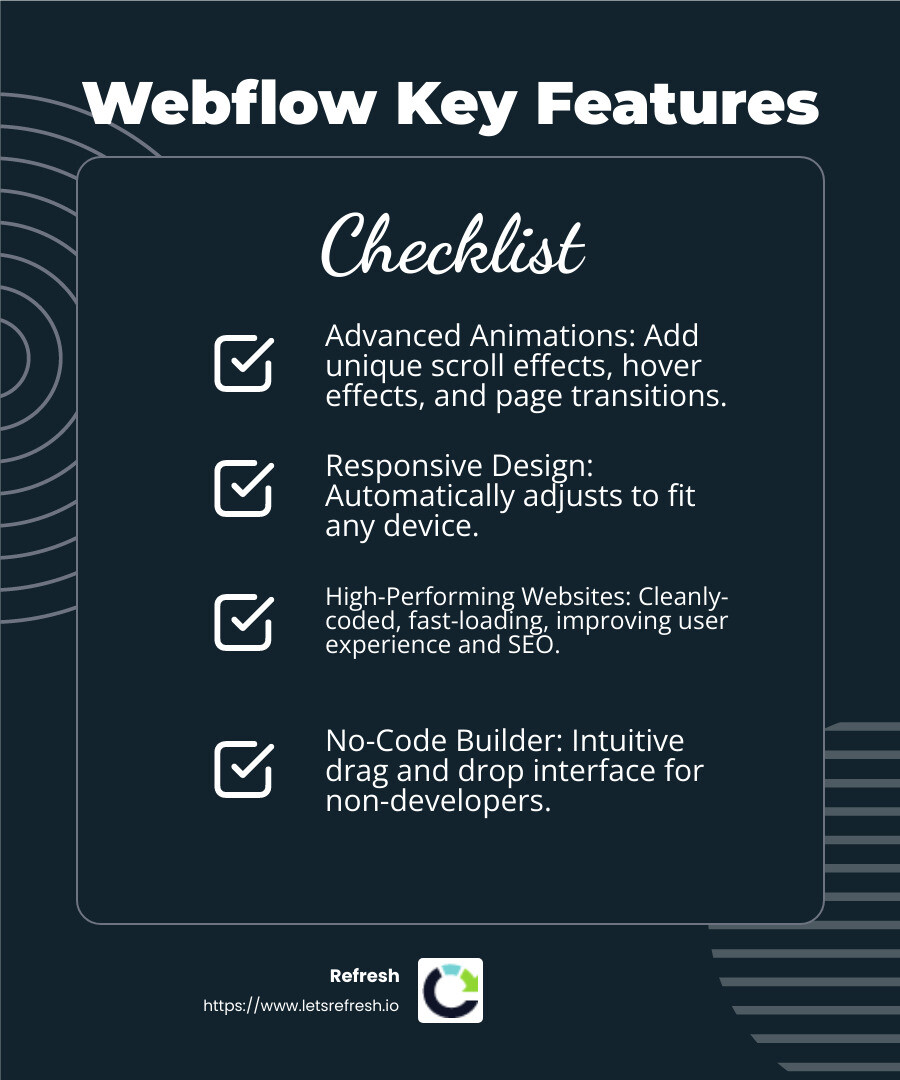 Responsive design benefits - Webflow case studies infographic checklist-dark-blue