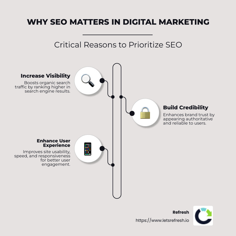 Overview of SEO Benefits in Digital Marketing - why is seo important in a digital marketing strategy infographic infographic-line-3-steps-neat_beige