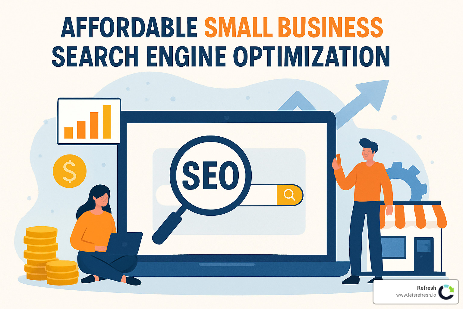 small business owner analyzing search engine results and website traffic - affordable small business search engine optimization