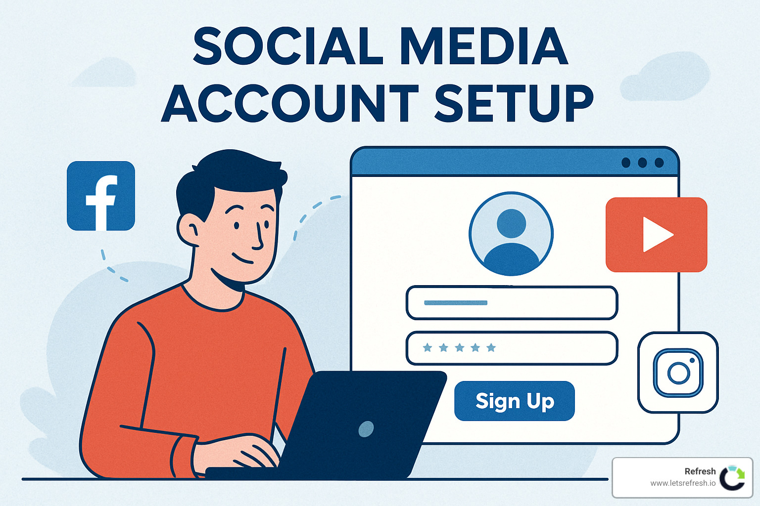 Social media analytics dashboard showing growth metrics and engagement data - Social media account setup
