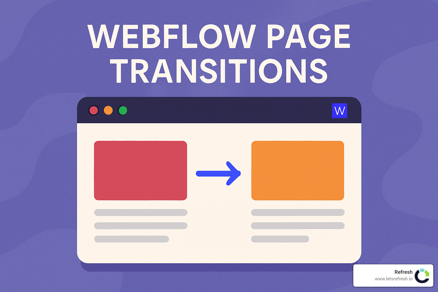 comparison of abrupt page change versus smooth transition effect - Webflow page transitions