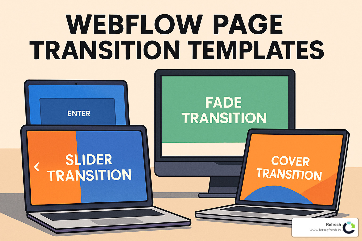 collection of popular Webflow transition templates - Webflow page transitions