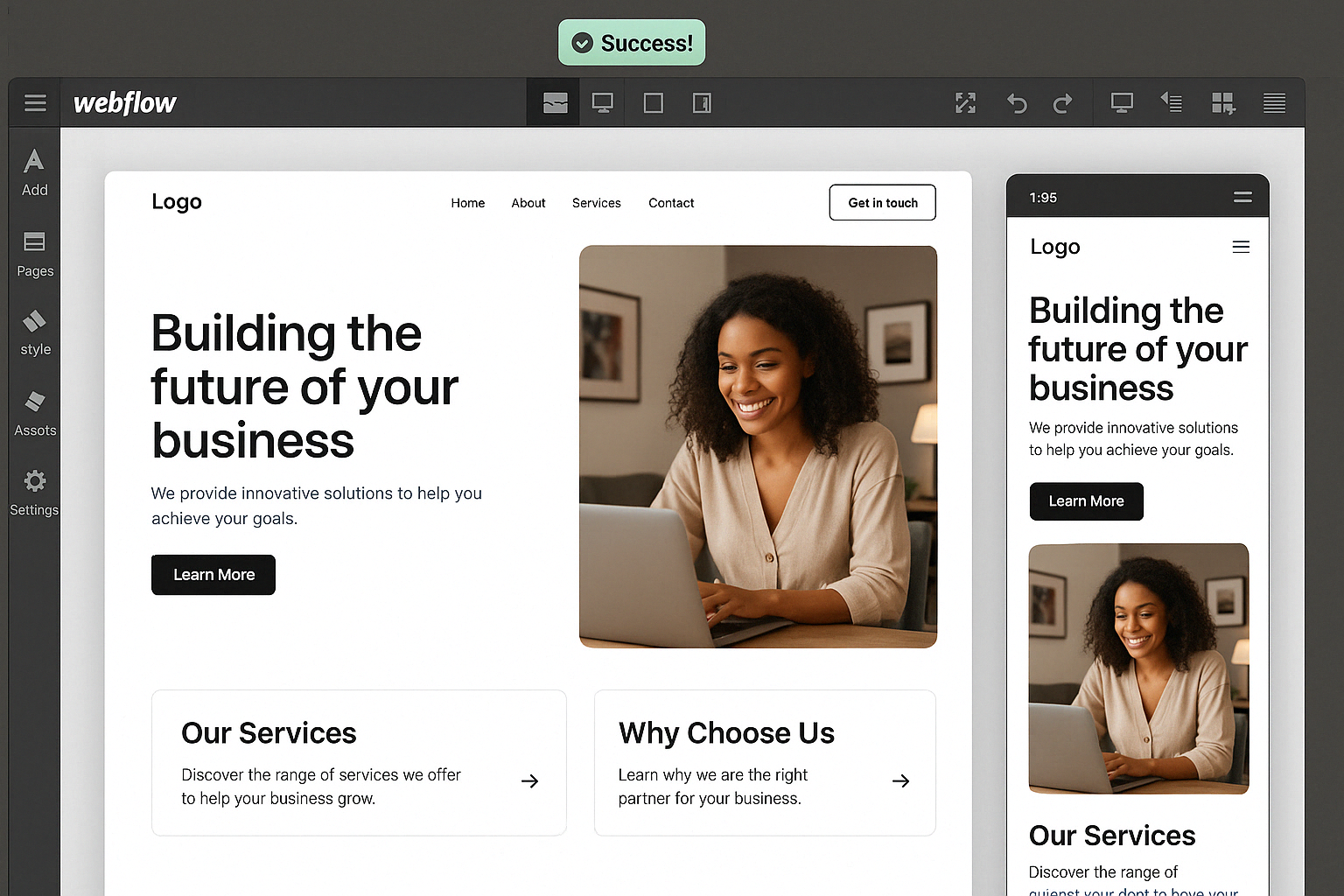 successful webflow project example - Webflow development company