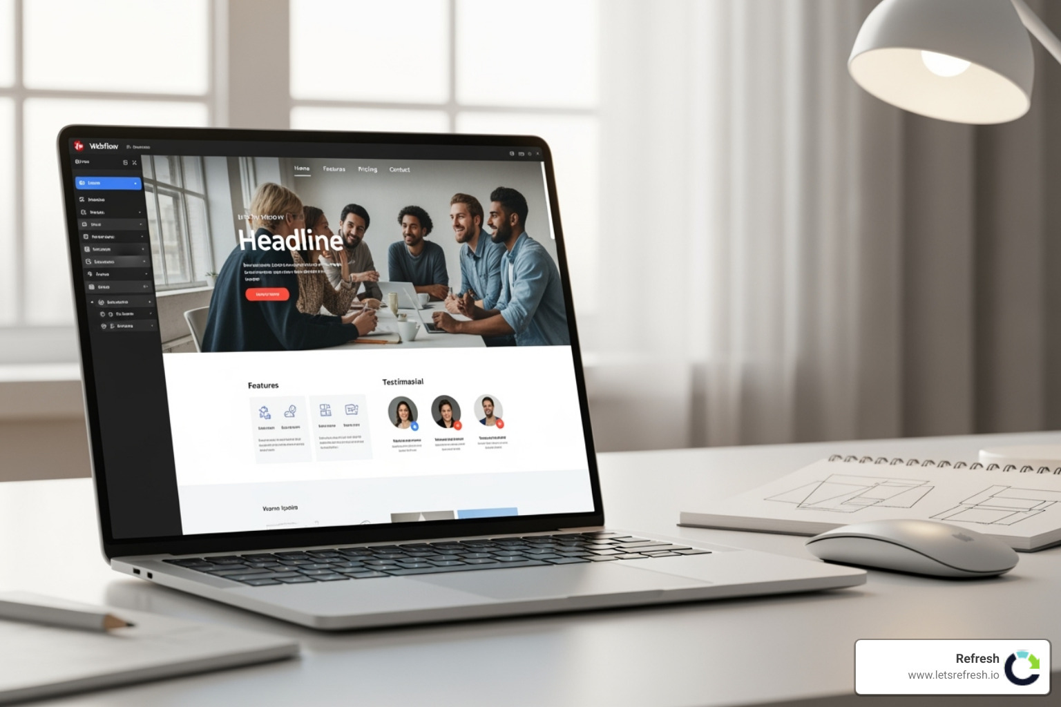 Example hero section in a Webflow landing page