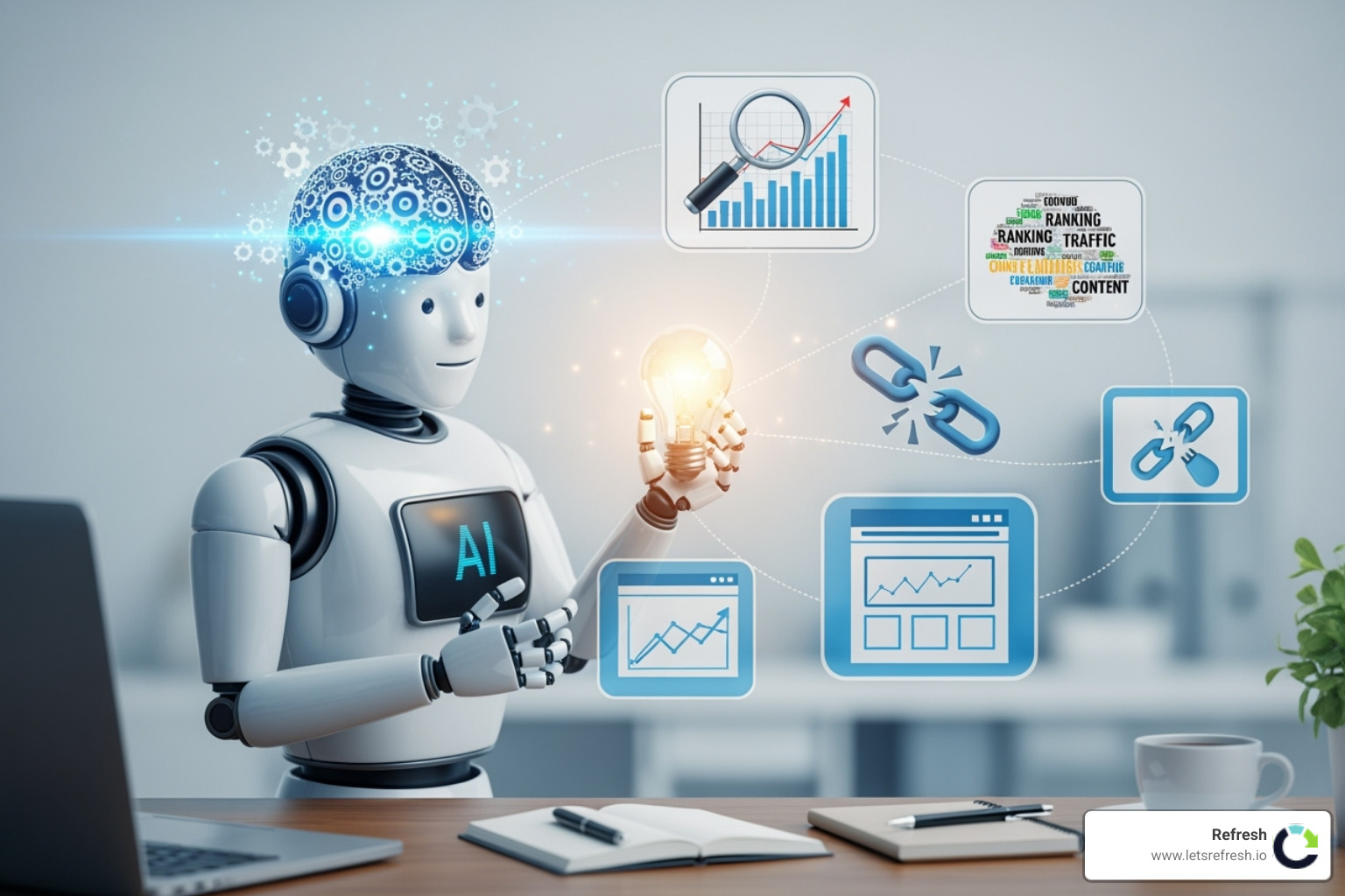 collage of different AI tool dashboards - what are the best ai seo tools for small businesses