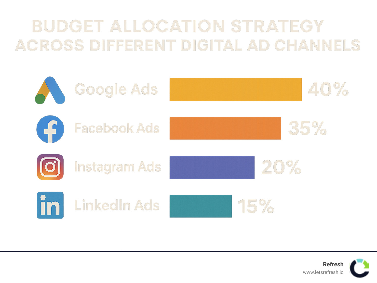 Budget allocation strategy across different digital ad channels - Digital Ad Campaigns for SMB infographic 