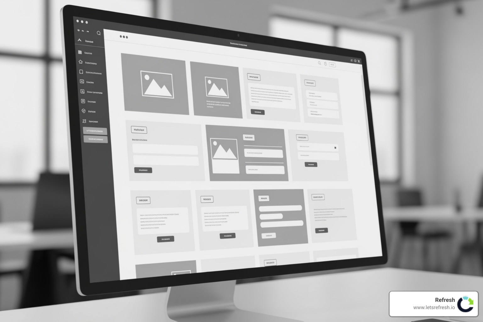 a designer's screen showing a wireframe or UI design - web redesign company
