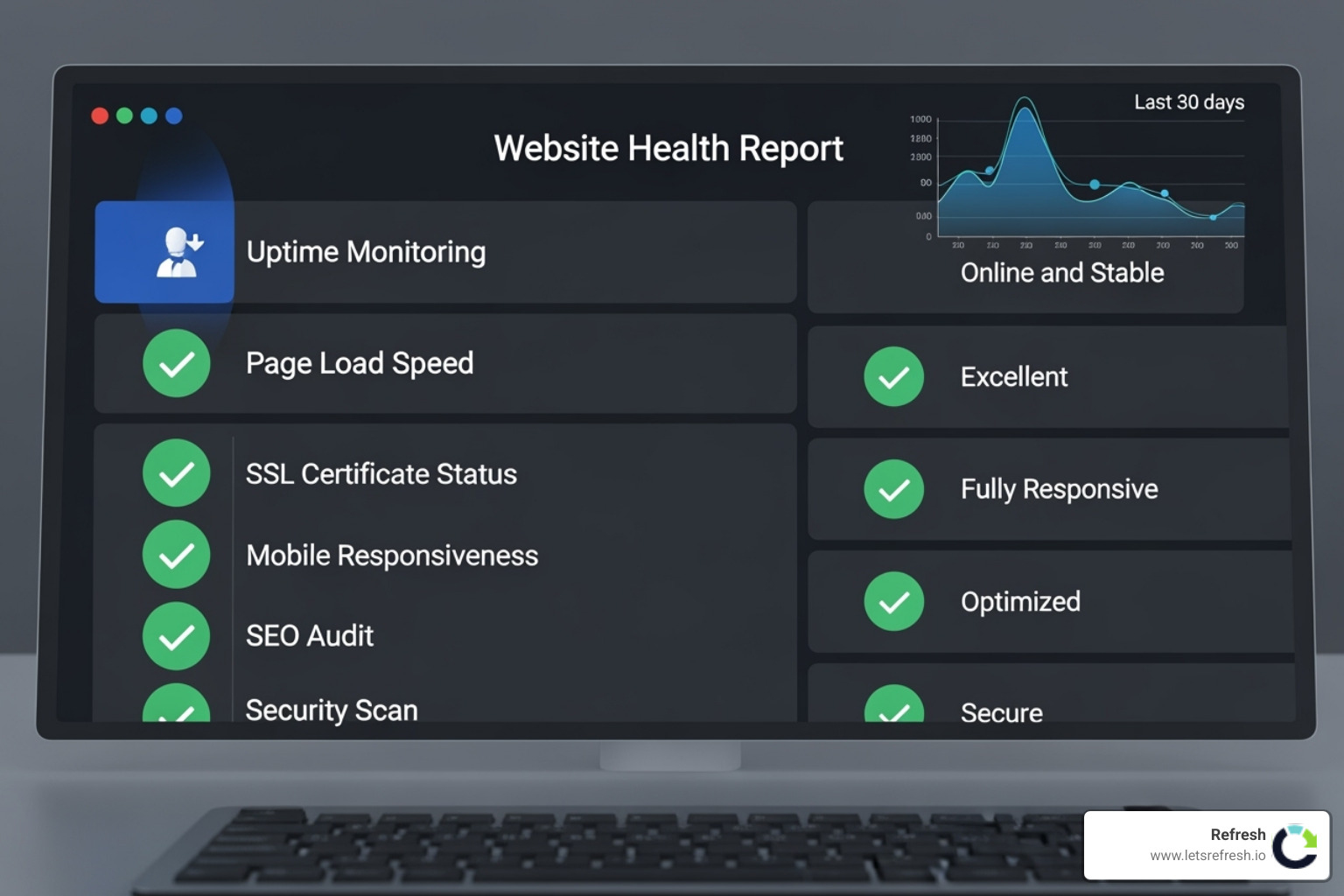Website health report with green checkmarks - seo tools freeware Website health report with green checkmarks - seo tools freeware