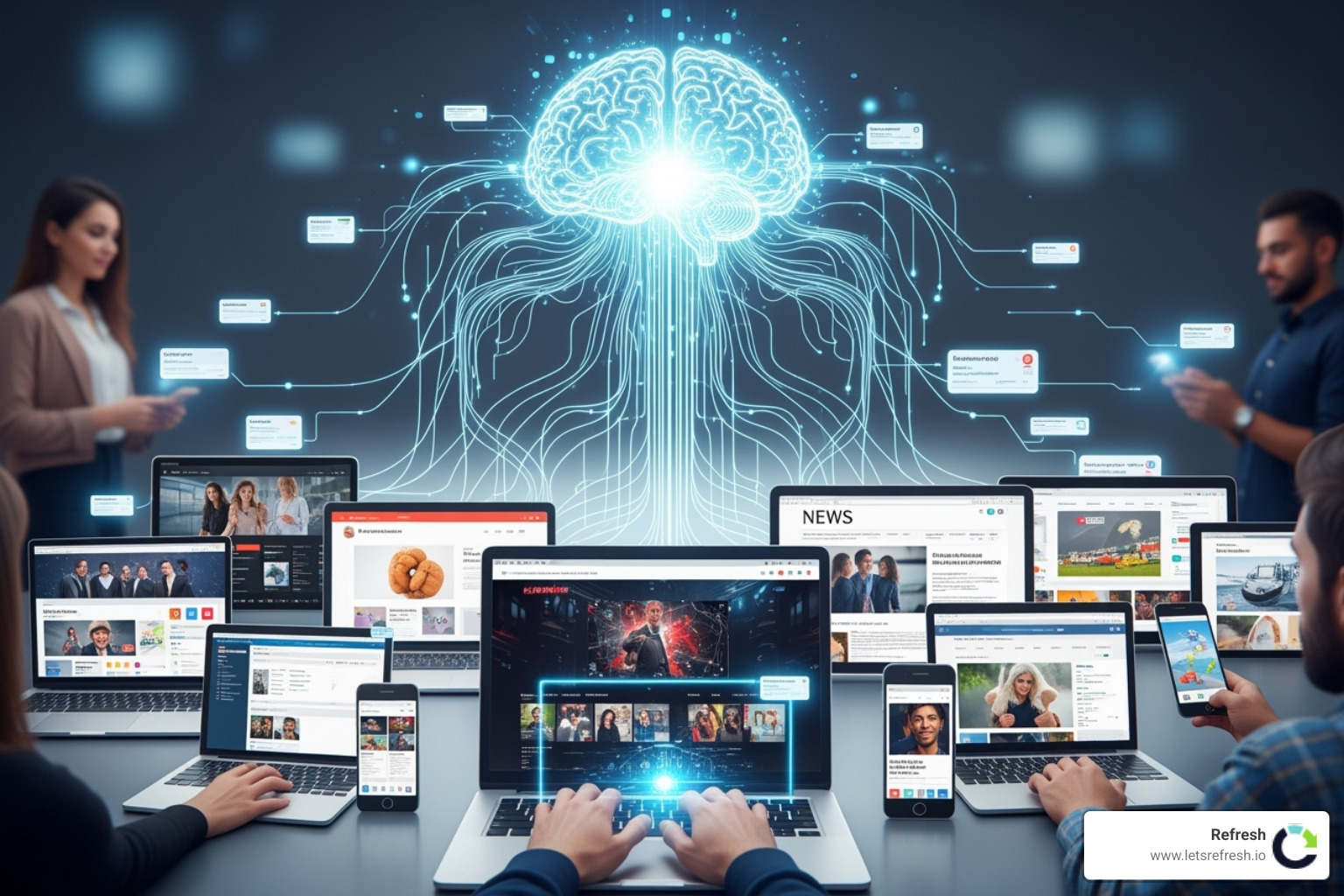 illustrating how programmatic advertising works to reach users across different websites - Digital advertising solutions illustrating how programmatic advertising works to reach users across different websites - Digital advertising solutions