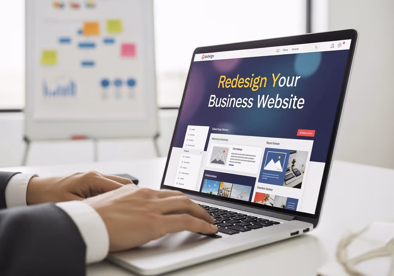 modern business website on laptop and mobile - Redesign business website