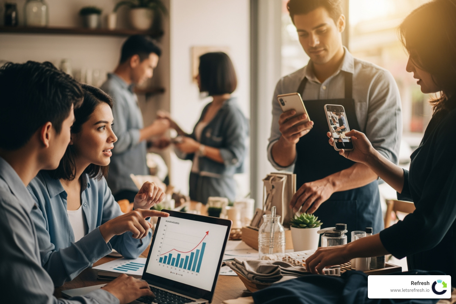 Modern Webflow website for small business shown on multiple devices, stock photo, 2024 - marketing for small business