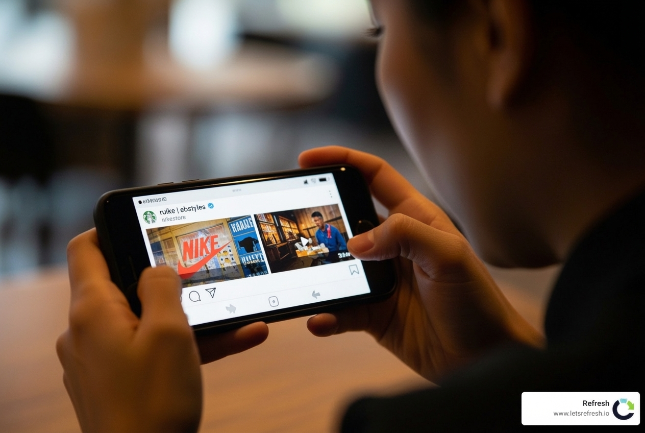 person on a smartphone interacting with a brand's social media post - digital marketing solutions person on a smartphone interacting with a brand's social media post - digital marketing solutions