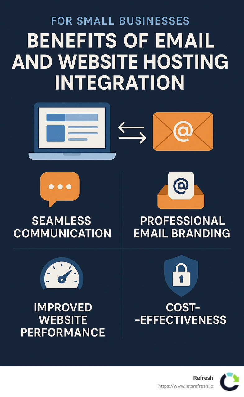 Email and website hosting integration benefits for small businesses - website and email hosting for small business infographic 