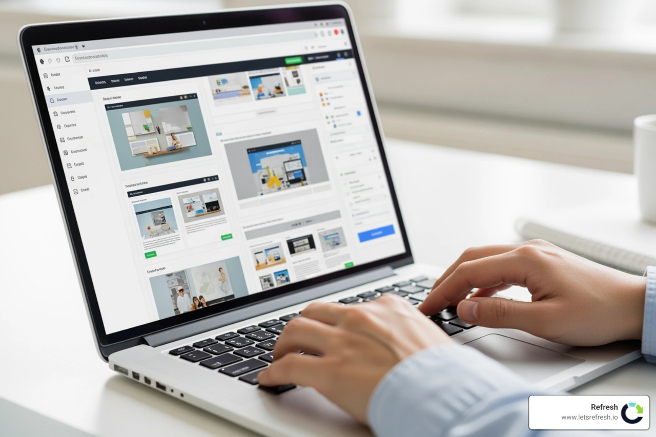hands typing on laptop with website builder - host small website hands typing on laptop with website builder - host small website