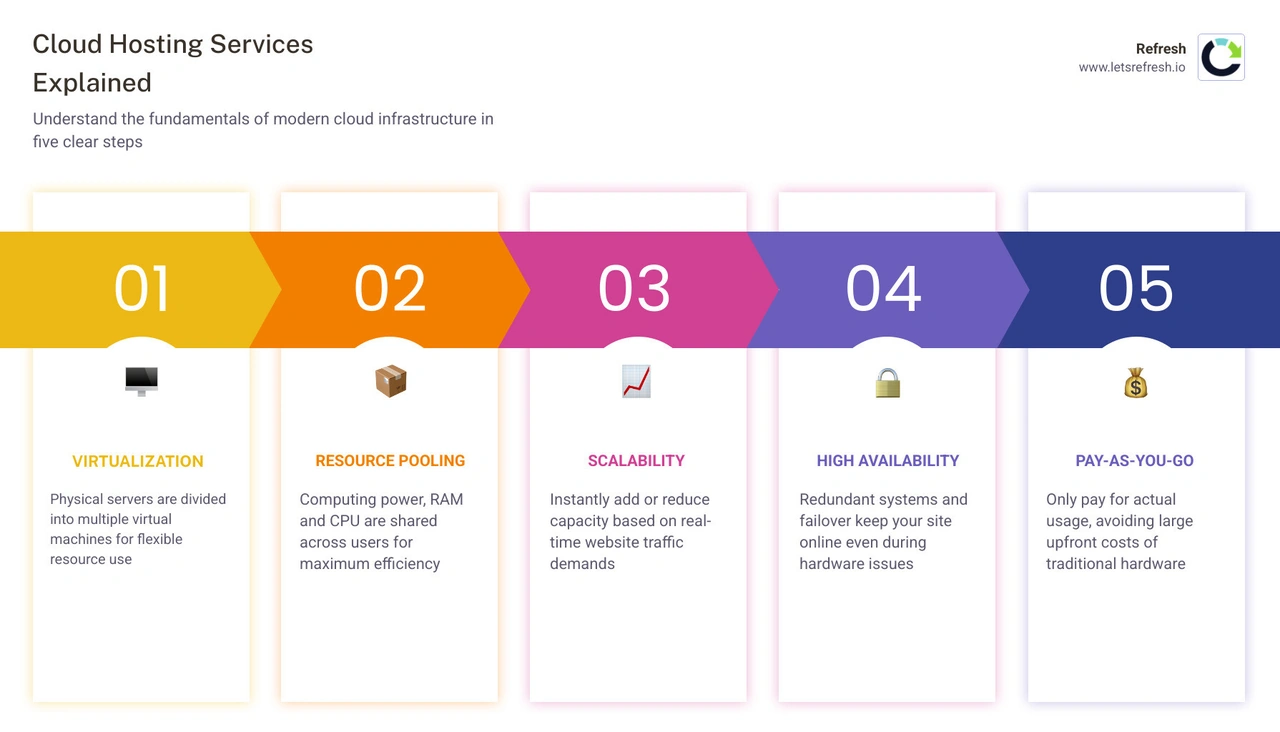 Cloud hosting services overview infographic comparing types, benefits, and use cases infographic Cloud hosting services overview infographic comparing types, benefits, and use cases infographic