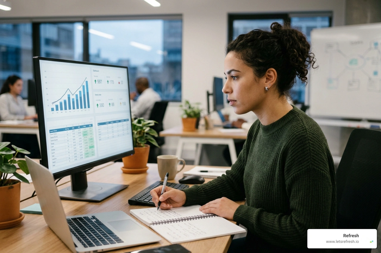 digital marketer analyzing search visibility and ranking data digital marketer analyzing search visibility and ranking data