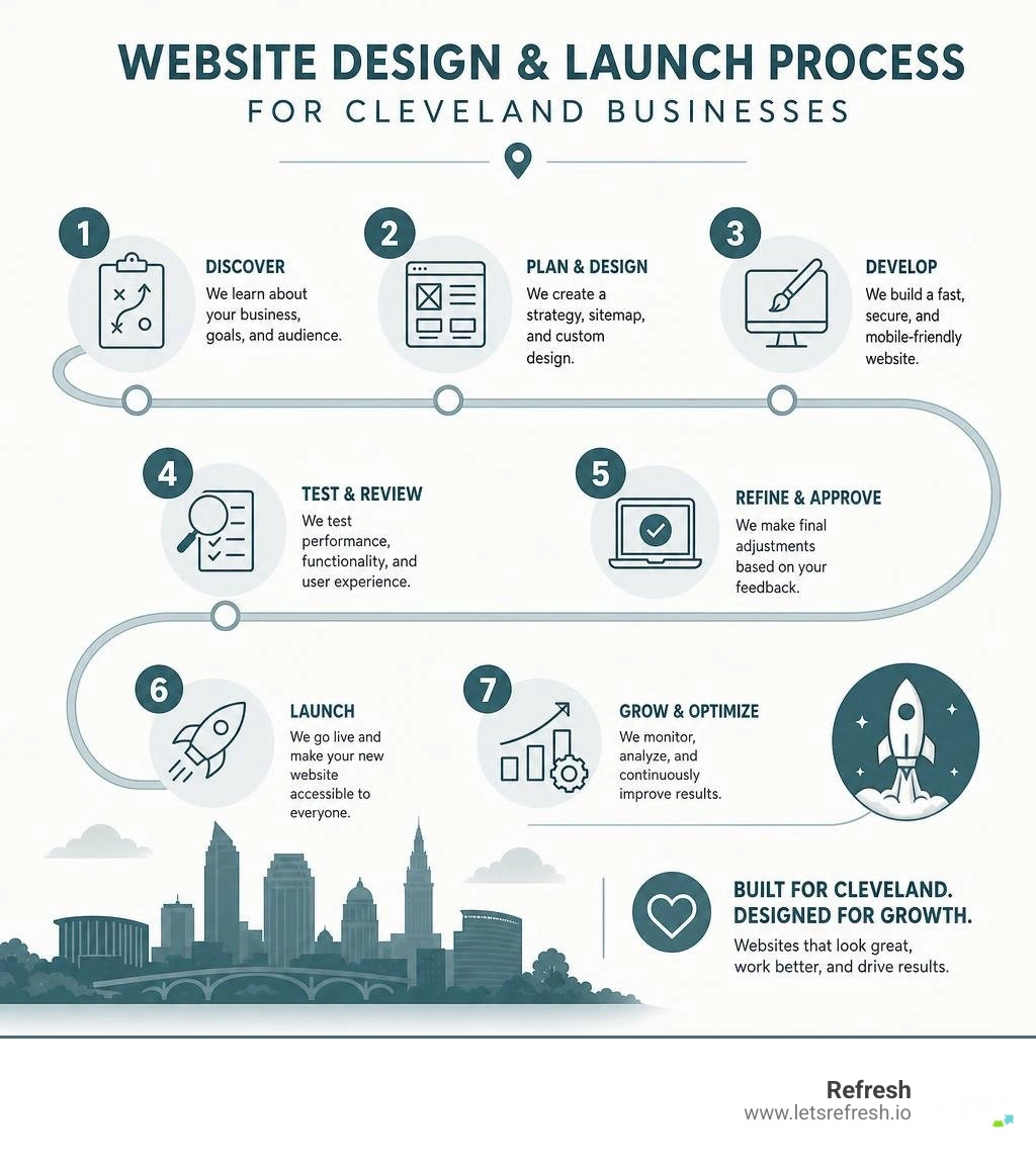 Step-by-step website design and launch process infographic for Cleveland businesses infographic Step-by-step website design and launch process infographic for Cleveland businesses infographic