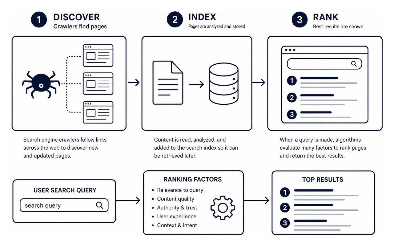 How search crawlers discover, index, and rank web pages for search queries How search crawlers discover, index, and rank web pages for search queries