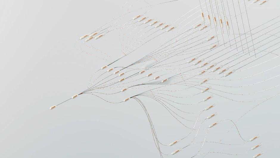 Abstract visual representation of AI search data architecture and metadata Abstract visual representation of AI search data architecture and metadata