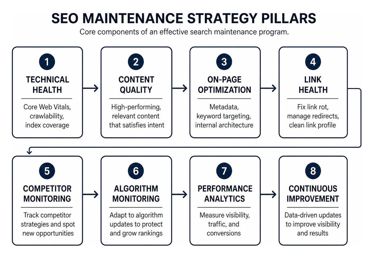 SEO maintenance strategy pillars SEO maintenance strategy pillars