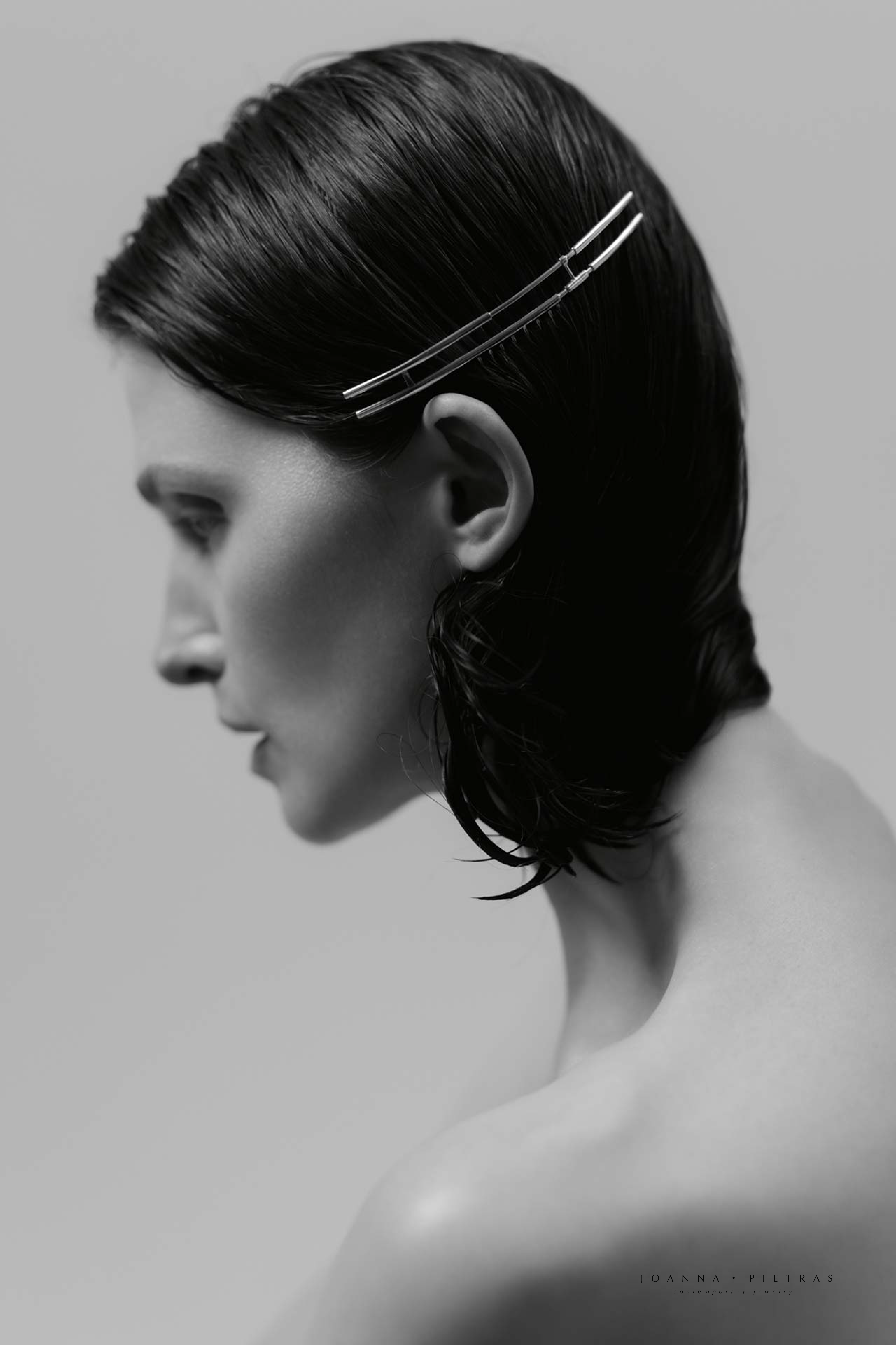 Brand identity for Joanna Pietras fine jewellery — editorial portrait with Wedding Mark branding