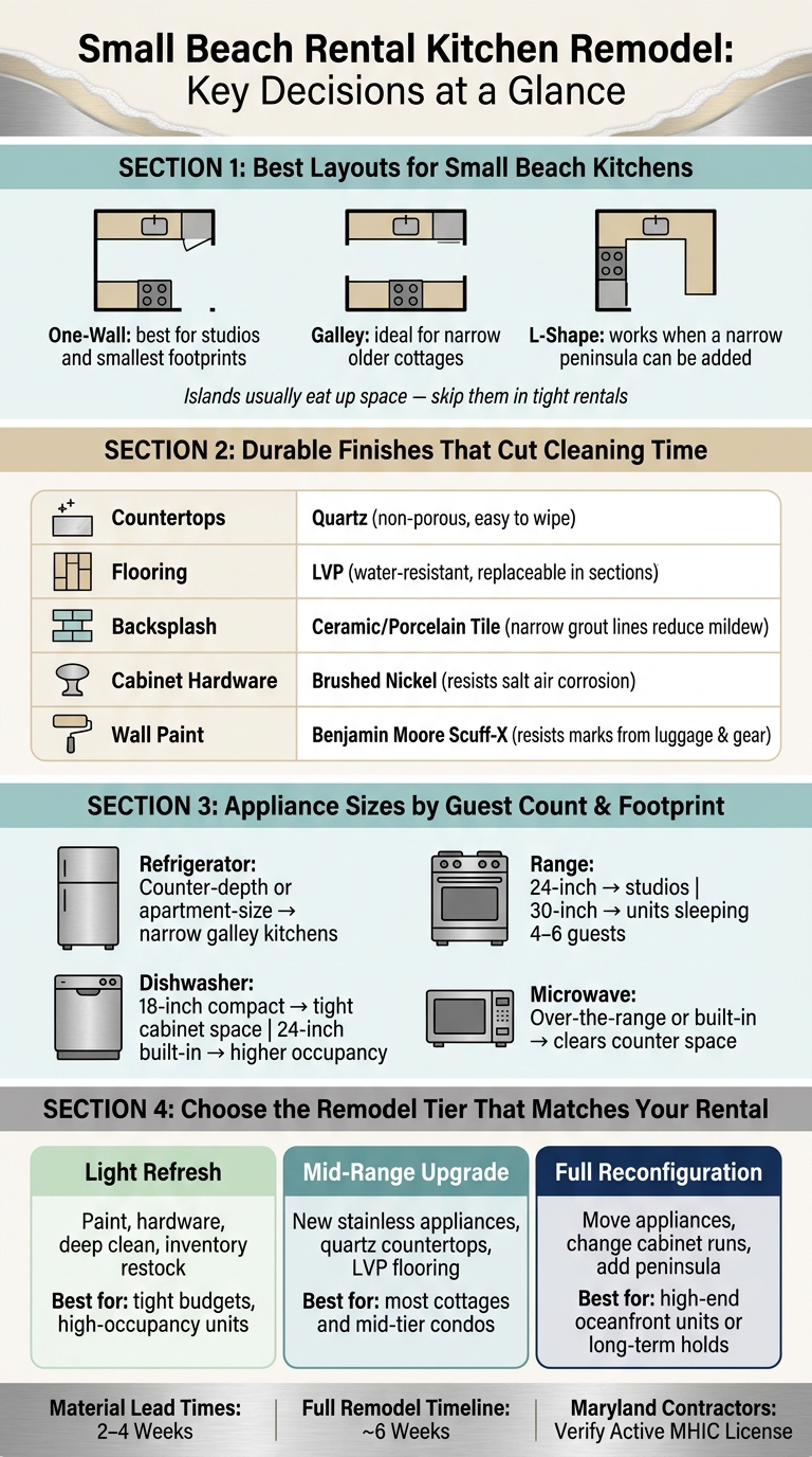 Beach Rental Kitchen Remodel: Materials, Appliances & Scope at a Glance
