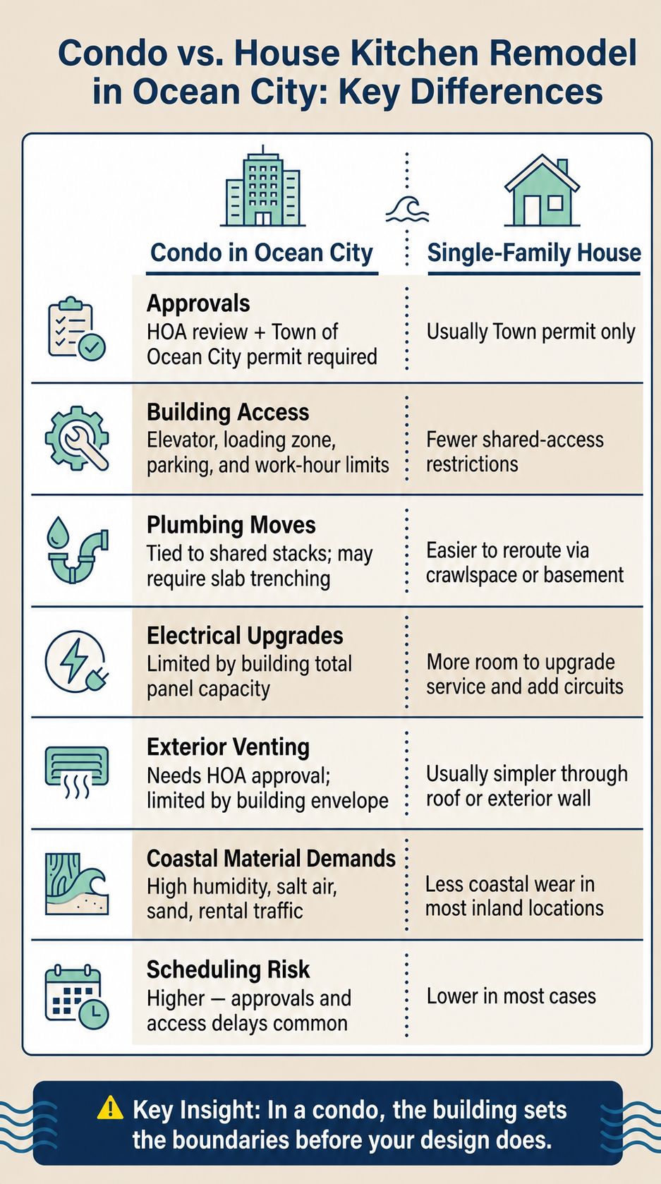 Condo vs. House Kitchen Remodel in Ocean City: Key Differences