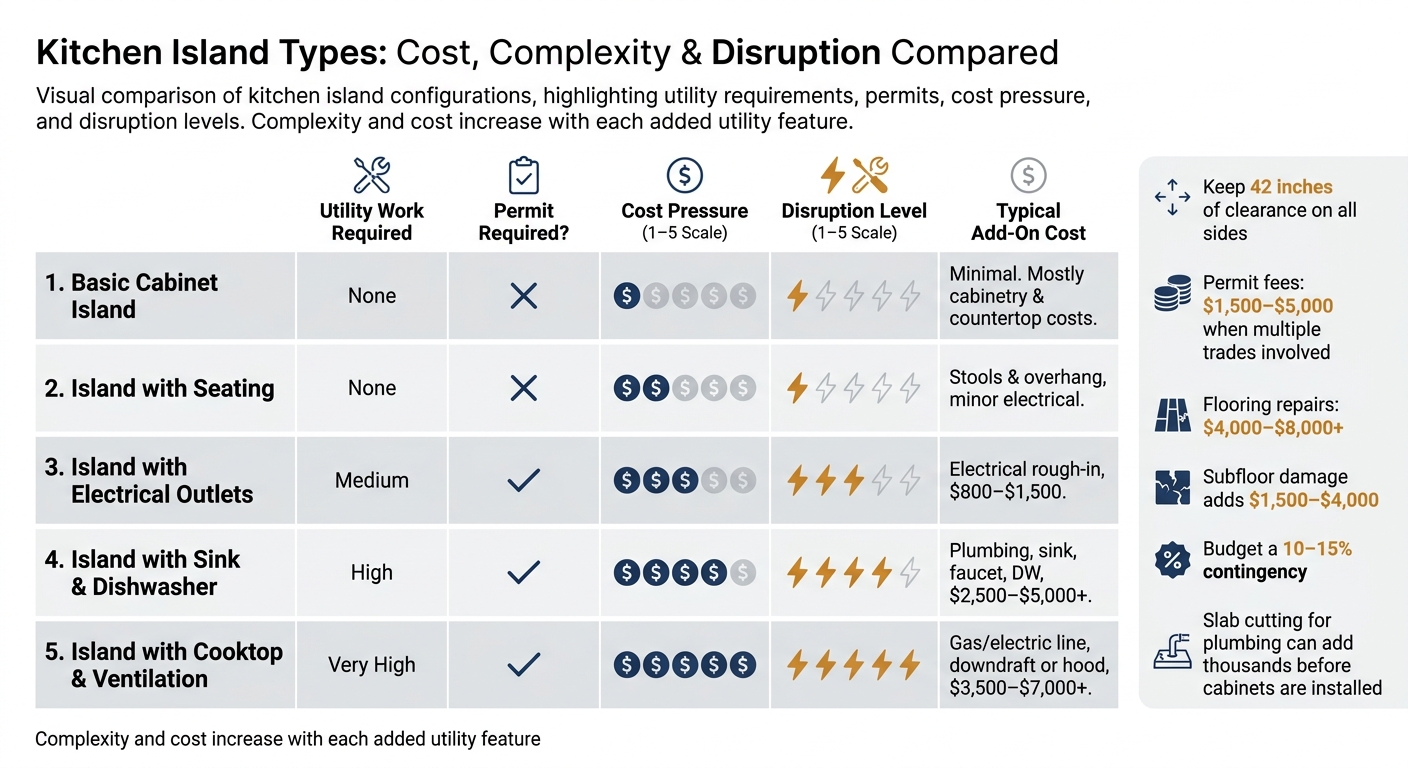Kitchen Island Types: Cost, Complexity & Disruption Compared