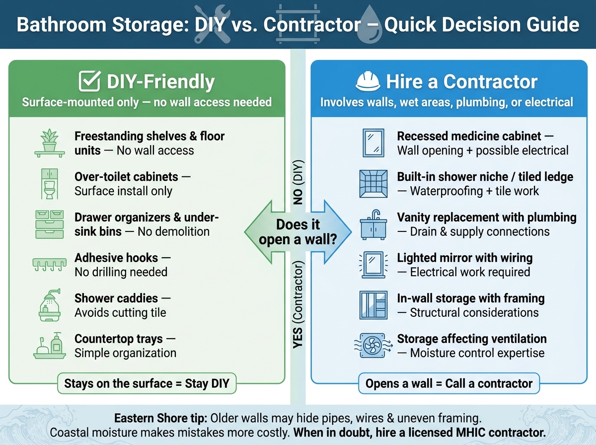 Bathroom Storage: DIY vs. Contractor – Quick Decision Guide