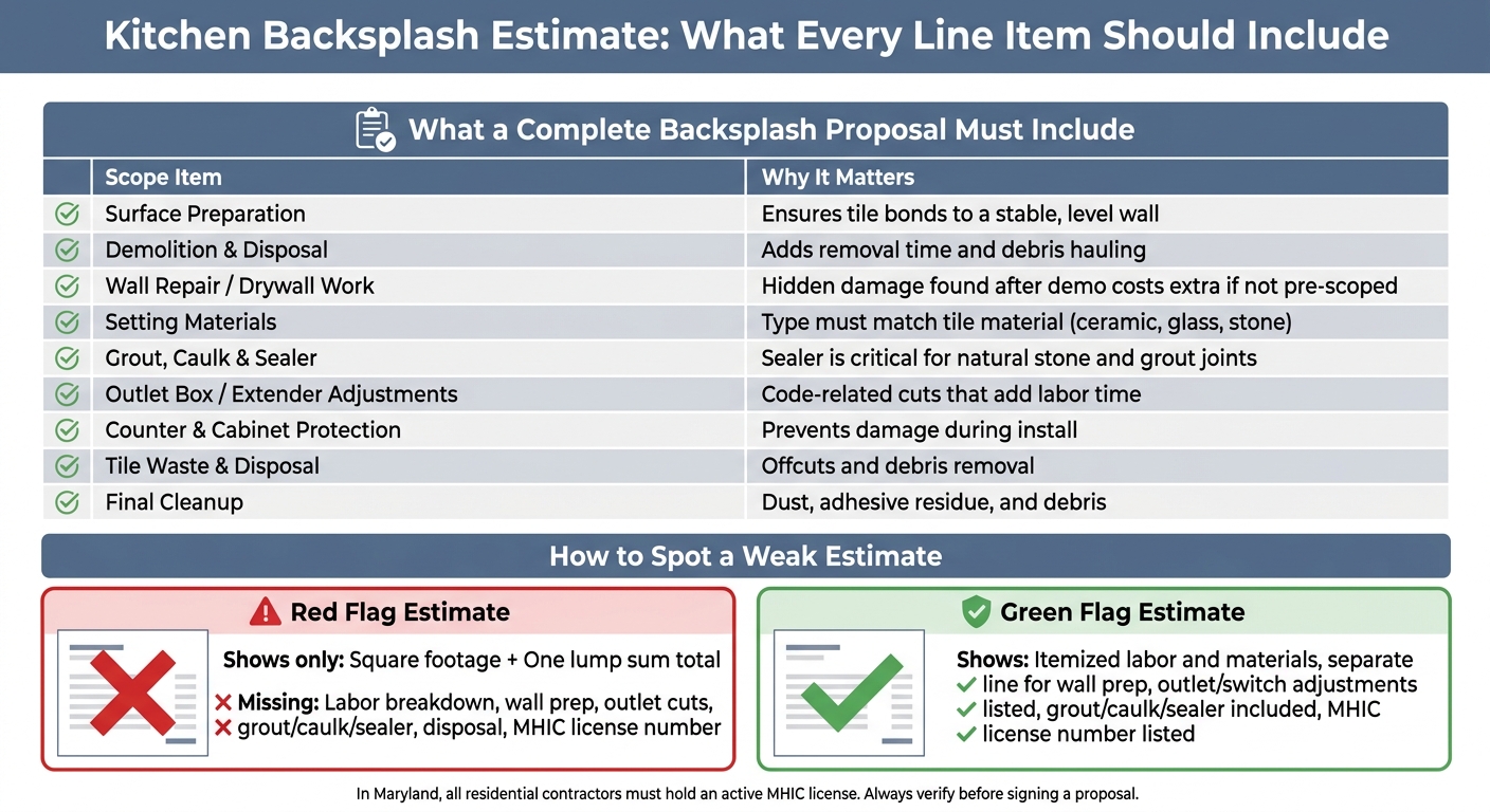 Kitchen Backsplash Estimate Scope Checklist: What Should Be Included