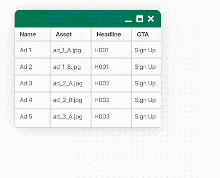 Different rows of a spreadsheet turning into ads
