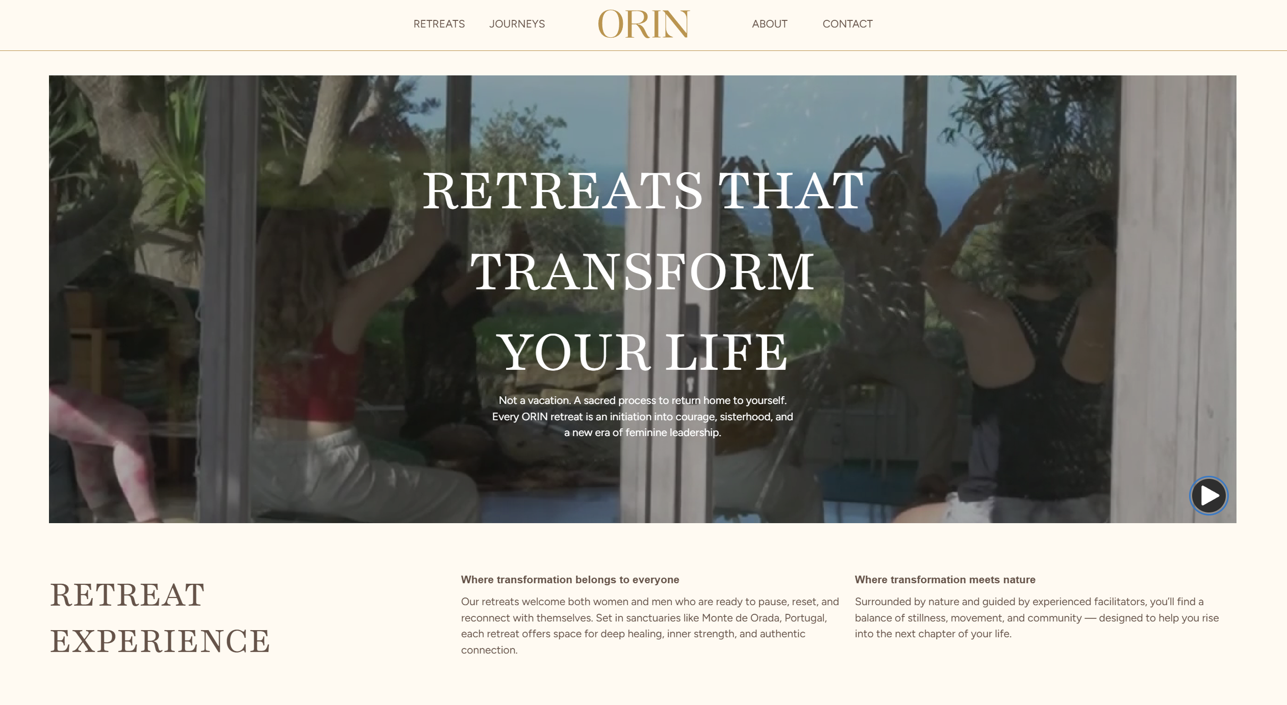 ORIN Retreats Website