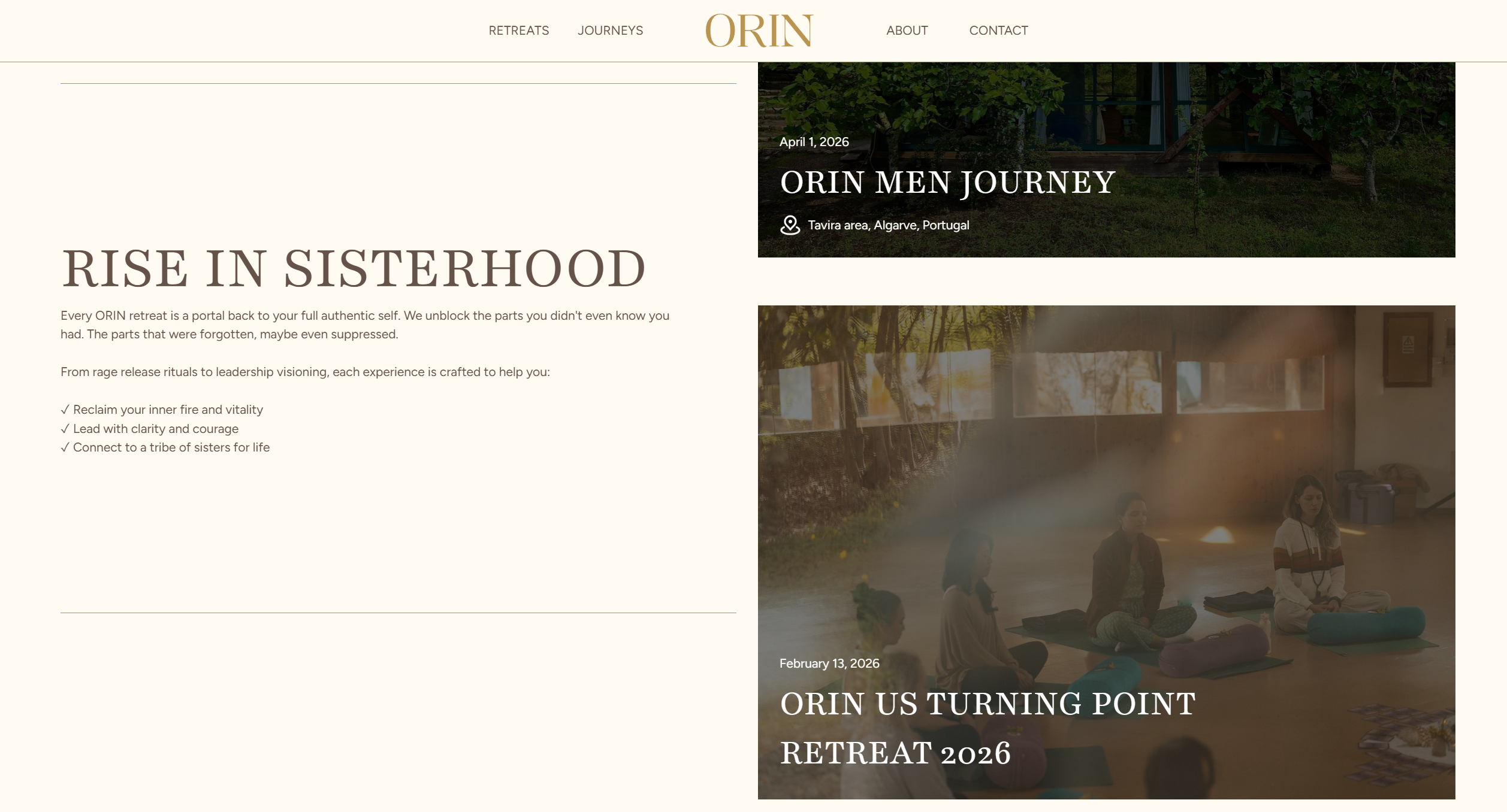 ORIN Retreats Website