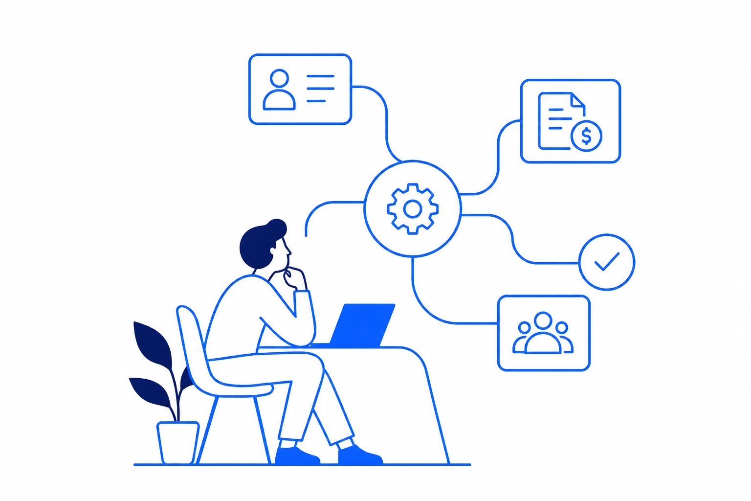 Pulseee illustration of people and connected workflows