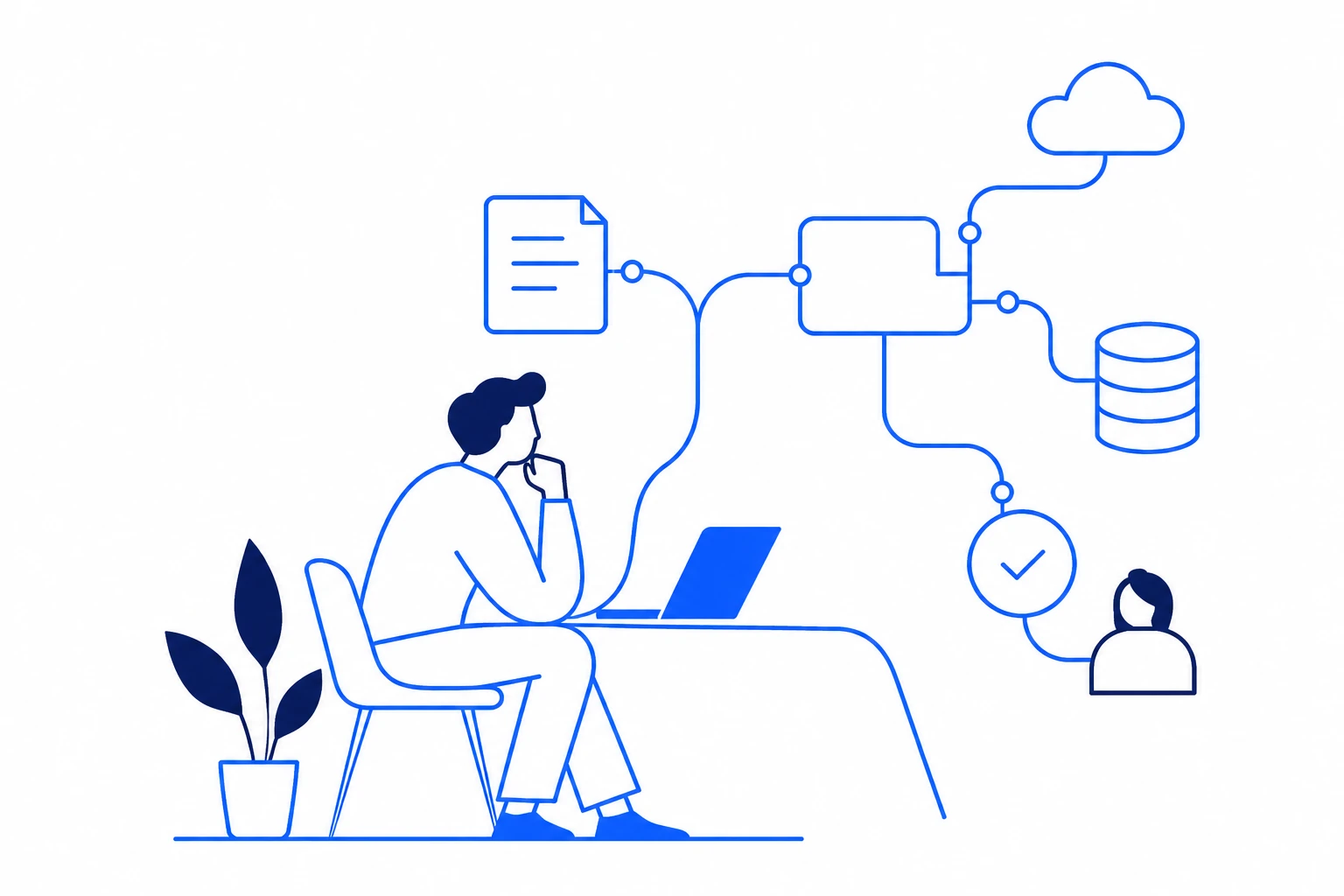 Pulseee illustration of people and connected workflows