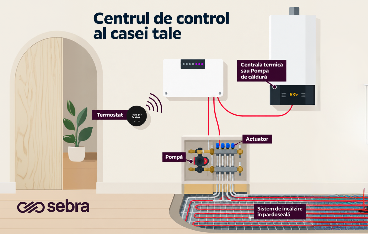 Încălzire în pardoseală cu control pe zone și termostate
