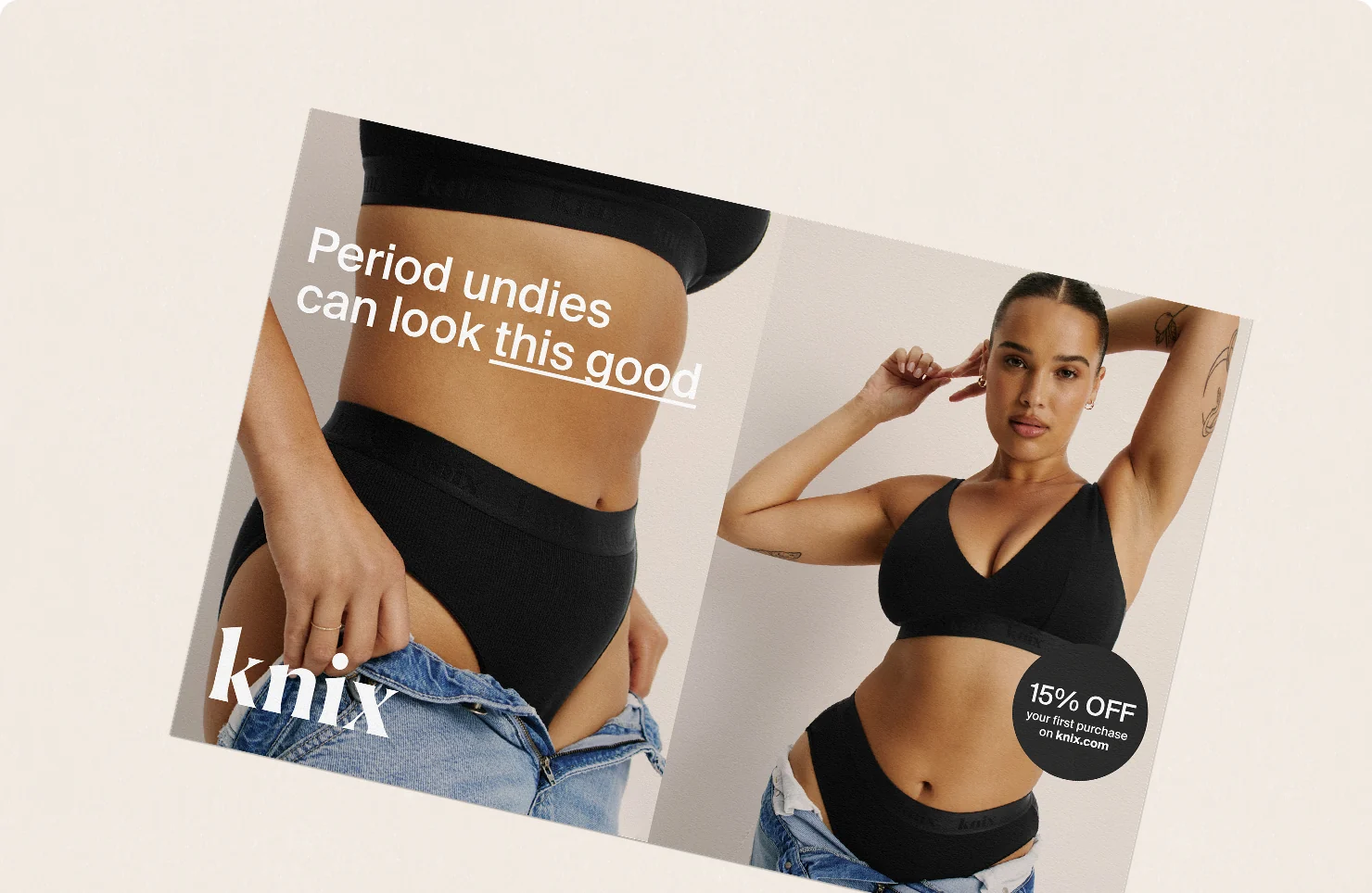 Knix direct mail insert: Period undies can look this good