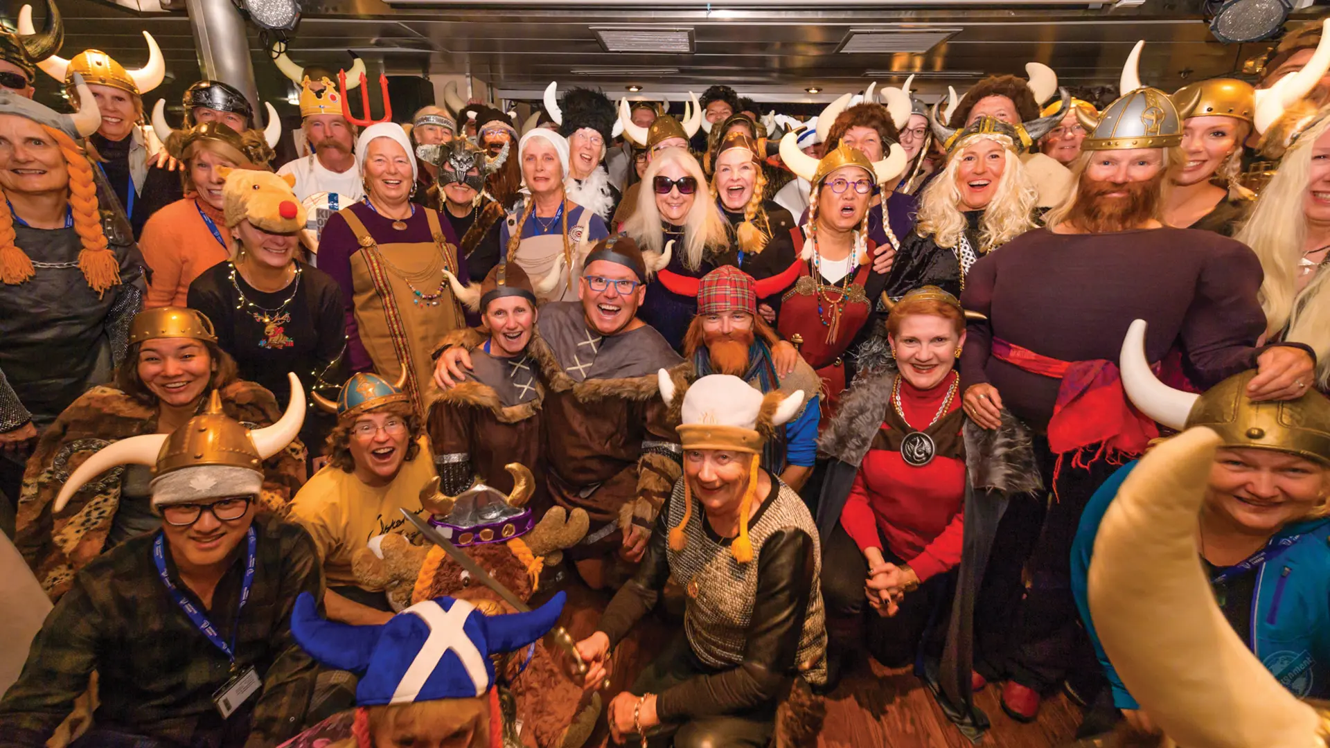 a group of people in viking custom party