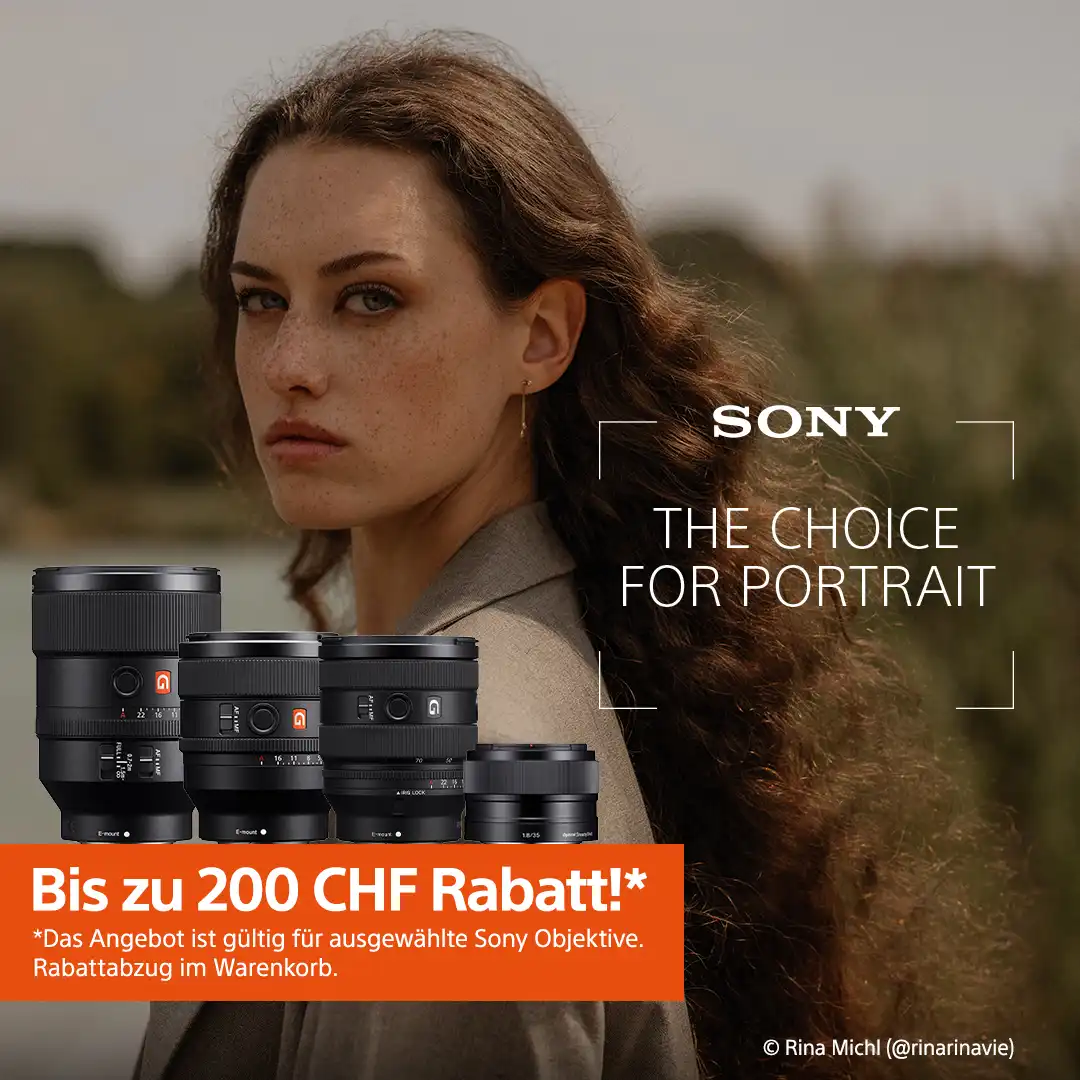 THE CHOICE FOR PORTRAIT – Jetzt bis zu CHF 200.– Sofortrabatt auf ausgewählte Sony Portrait-Objektive
