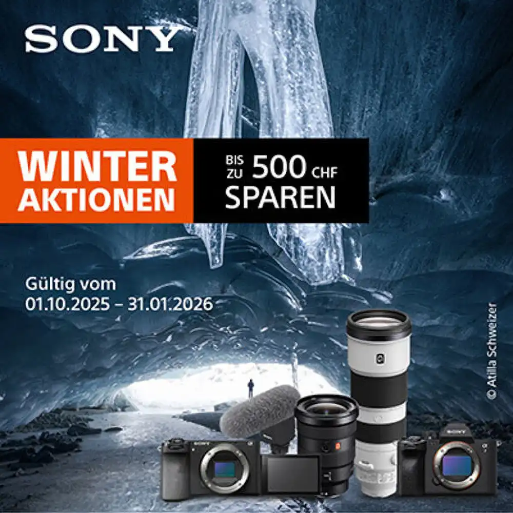 Bis zu CHF 500.– Sofortrabatt auf Sony Kameras – nur bis 31. Januar 2026! 📸❄