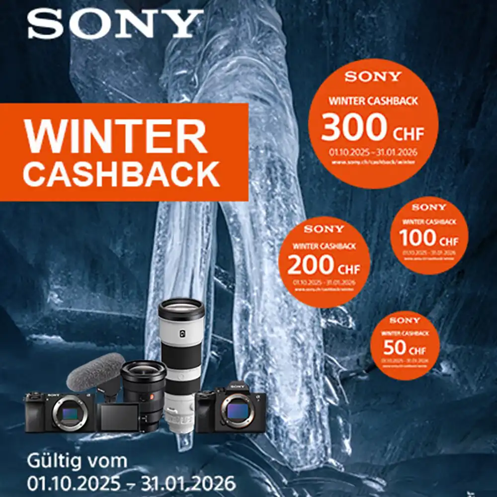 📸 Jetzt bis zu CHF 500.- zurückholen! – Sony Winter Cashback bis 31. Januar 2026