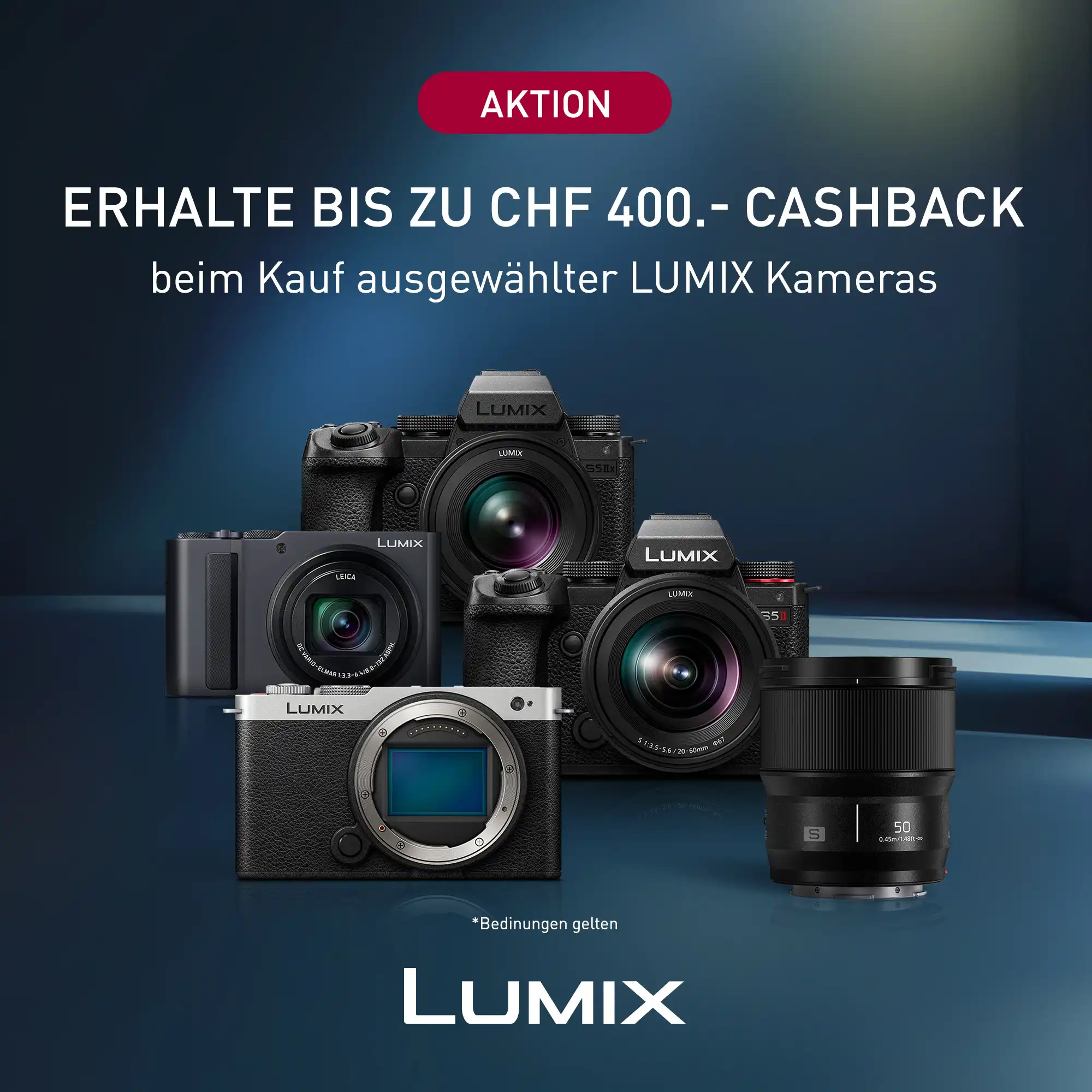 LUMIX Cashback-Promotion: Sichere dir jetzt bis zu CHF 400.– Geld zurück auf ausgewählte Panasonic Kameras & Objektive!